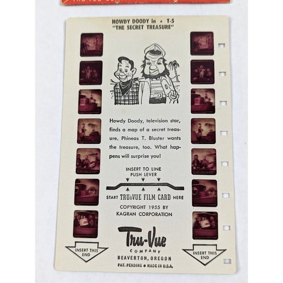 Vintage Tru Vue Tru-Vue Film Card Howdy‎ Doody The Secret Treasure 3-D T-5 Rare - Picture 3 of 3
